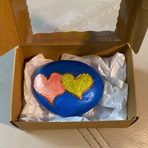 Rock Art Double Hearts Art on Natural Rock